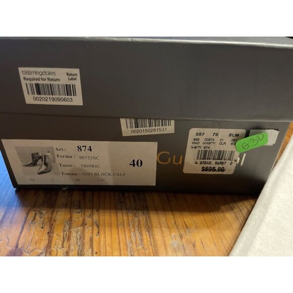 Gunmetal Black Leather Designer Boots for Women - Size 40 EUR / 10 US New In Box - Picture 2 of 3